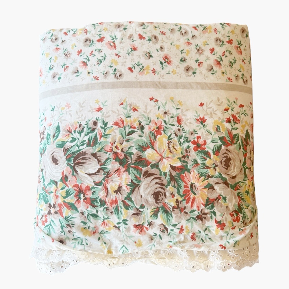 Vintage Marlborough Brown Floral Full/Double Duvet Cover Cottagecore Prairie